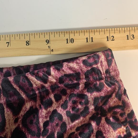 Akira Pants Women Small Velvet Flare Leopard Print Pull-on Stretch Purple Velour - Picture 7 of 9